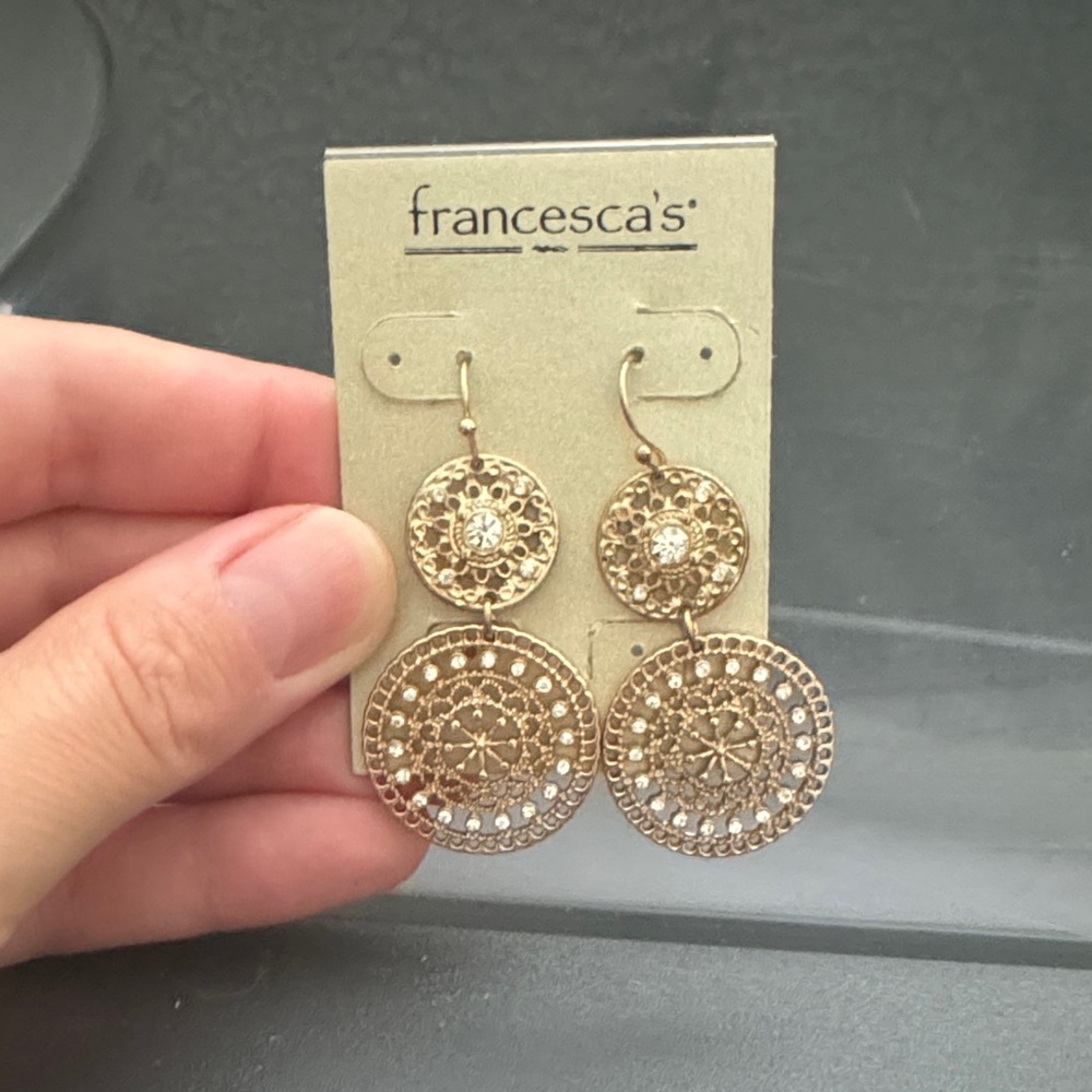 Francesca's Collections Gold Double Circle Earrings